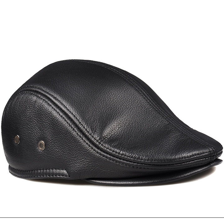 💥🧢【Plačilo ob dostavi】👍Moška usnjena kapa za aktivnosti na prostem, moška zimska baretka, topli glušniki iz 100 % kravje kože