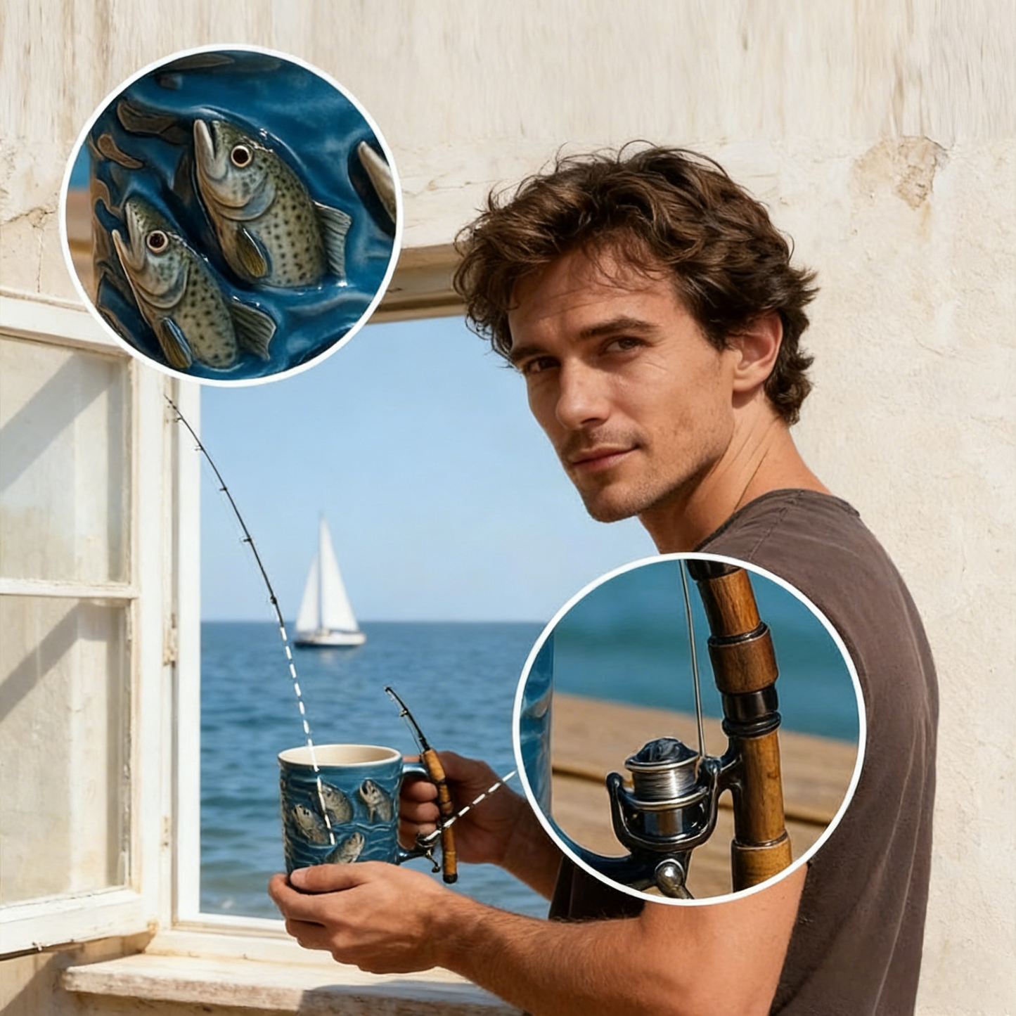 🎣☕Nowy, kreatywny kubek wędkarski, 🎣pełen osobowości