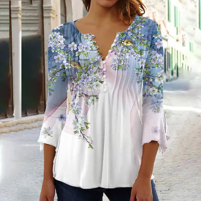 [S-5XL]  Modna damska bluzka z dekoltem w serek-3932583