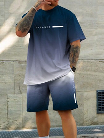 【S-4XL】Gradientní tričko + šortky – prodyšné, pohodlné, stylové 🏃 Skvělé na sport, do posilovny i na každý den! 🔥