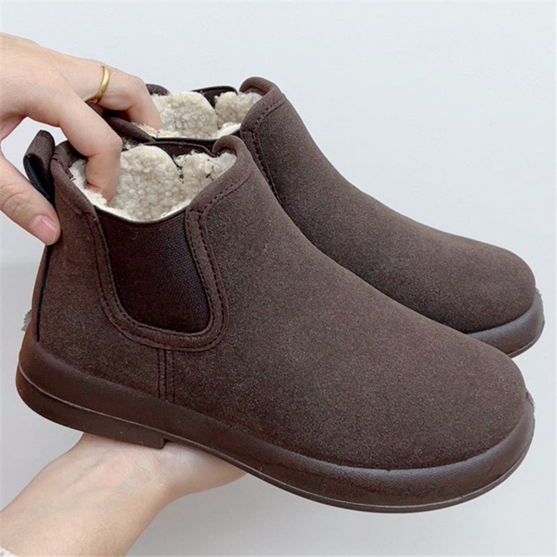 🔥【35-41】👢2024 Zimowe ciepłe kaszmirowe płaskie wygodne, wszechstronne, krótkie buty Buty antypoślizgowe-3847520