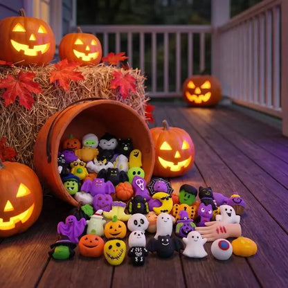 🎃 Hračky na odbúranie stresu s halloweenskou tematikou – rozkošné tekvice a bábiky v tvare duchov