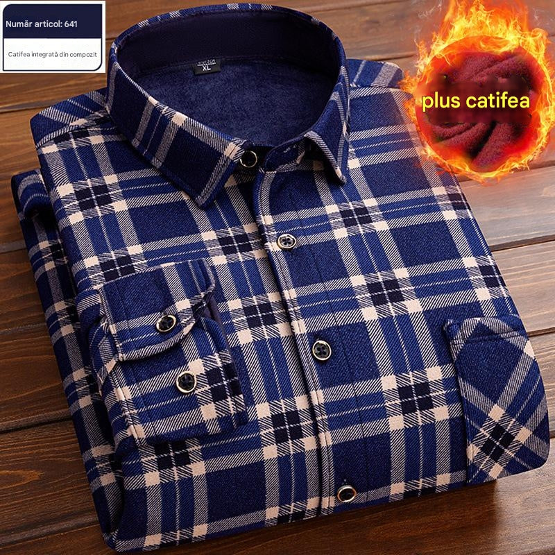 👔【L-4XL】Ciepła koszula w aksamitną kratę na jesień i zimę ✅【45-95kg】-3811817
