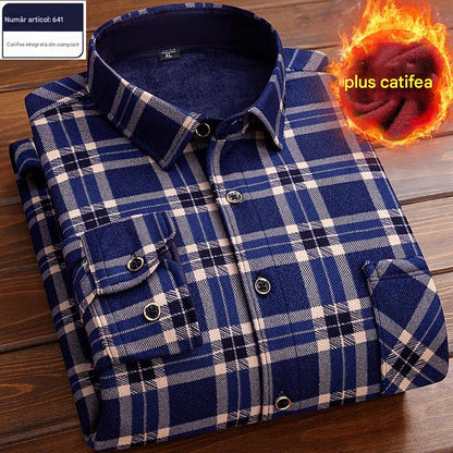 👔【L-4XL】Ciepła koszula w aksamitną kratę na jesień i zimę ✅【45-95kg】-3811817