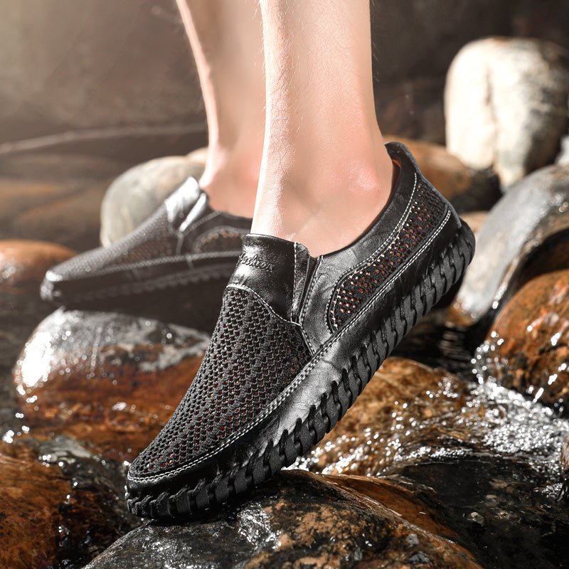 👞🔥【38-48】Nowe męskie buty ze skóry siatkowej na wiosnę i lato ⚡Duży rozmiar ⚡Skóra bydlęca ⚡Anti-pot i zapach ⚡Oddychające i wygodne