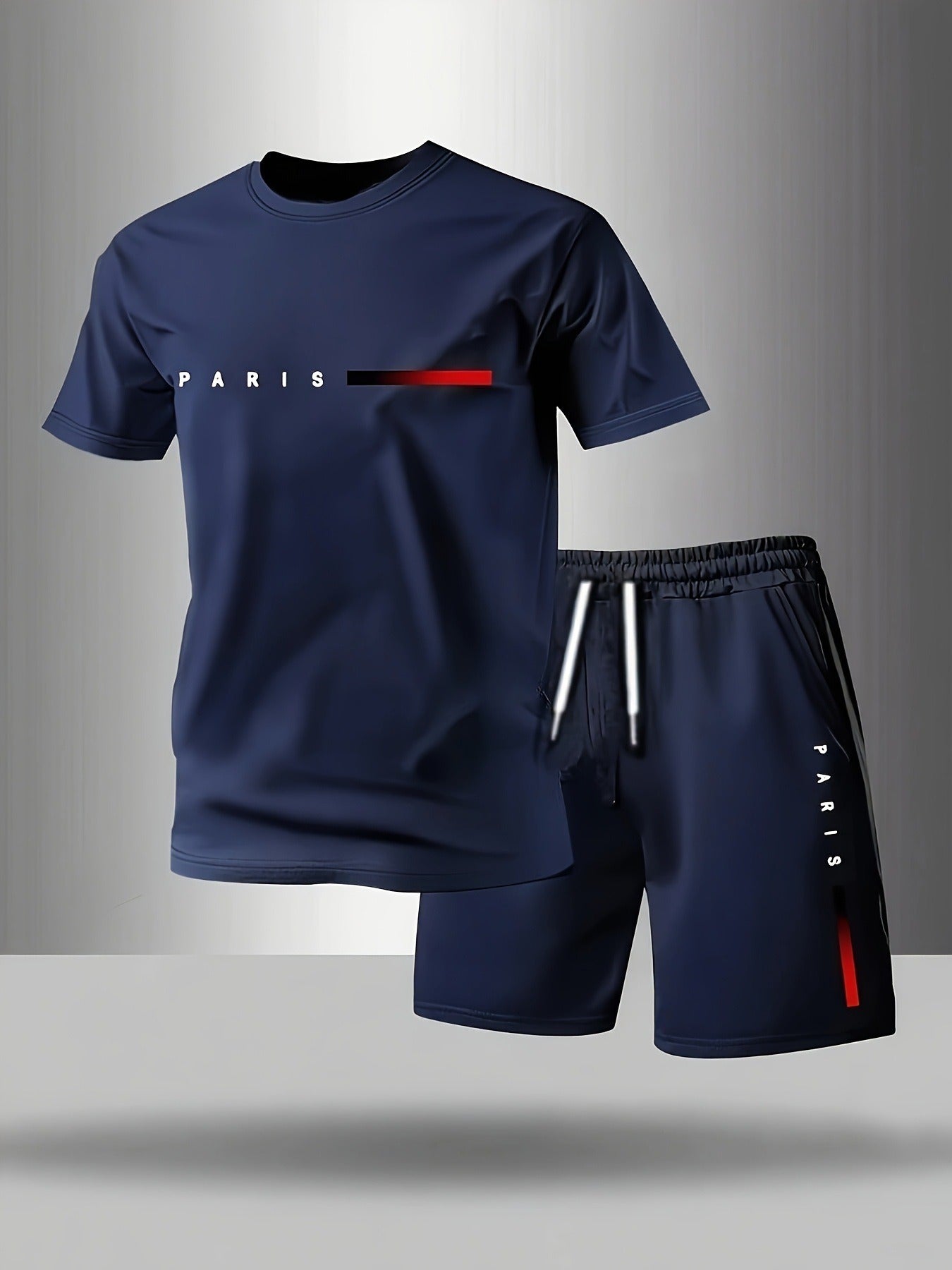 🎉😎【50% zniżki✨】Dwuczęściowy letni zestaw sportowy dla mężczyzn – wygodna koszulka z krótkim rękawem i spodenki, odpowiednie do noszenia na co dzień i na wakacje.