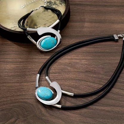✨Nowość, gorąca wyprzedaż🔥【Kup jeden, a drugi dostaniesz gratis】Zestaw naszyjnika i bransoletki w stylu boho z kamieniami szlachetnymi.wysoka jakość, modny i trendy