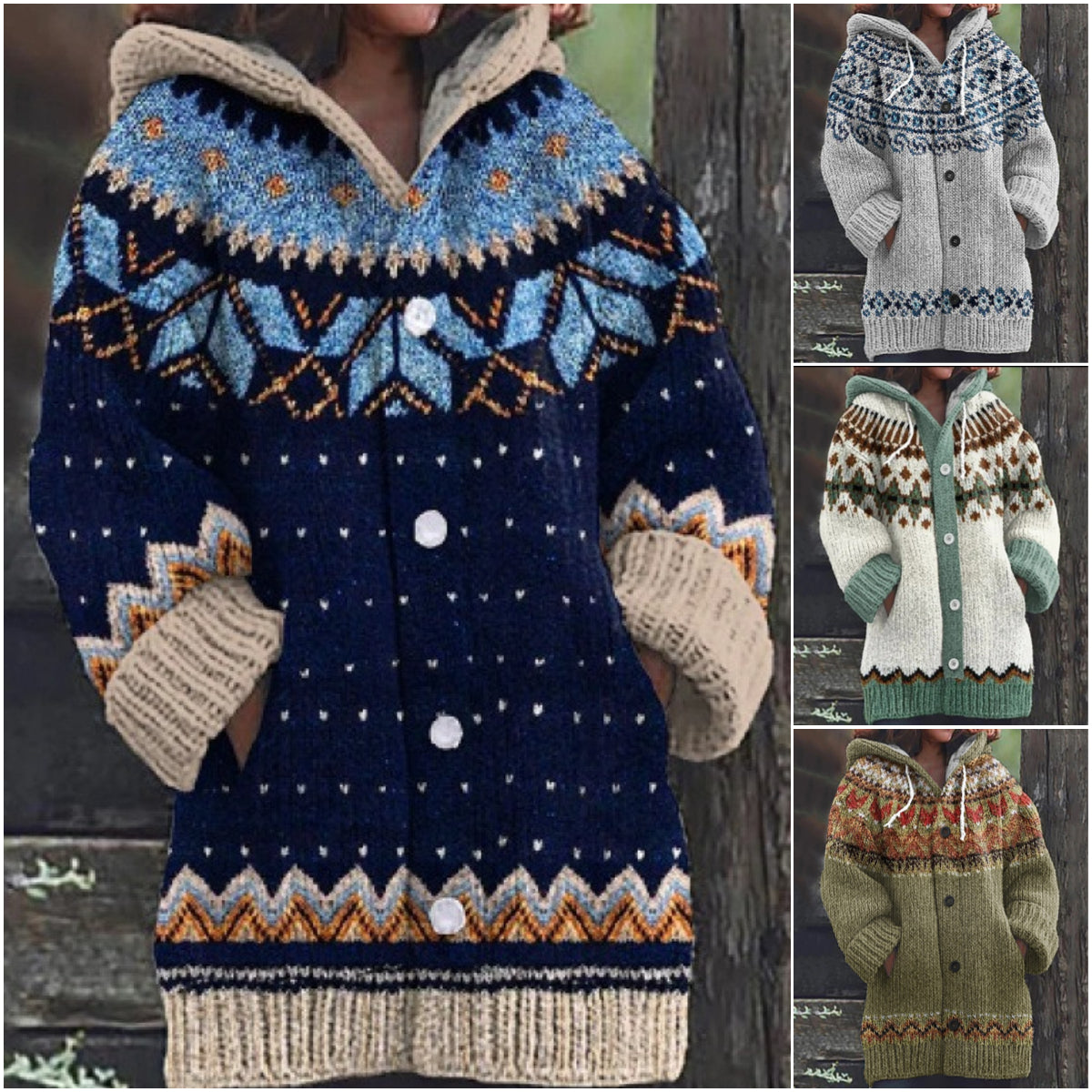 🔥✨【50% отстъпка🎉】【S-5XL】Ново есенно/зимно елегантно цветно ретро яке с качулка