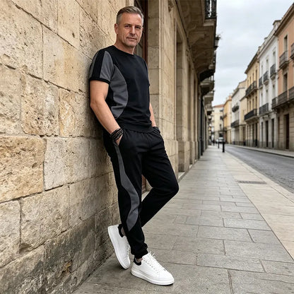 Conjunto deportivo de alta calidad para hombre, confeccionado con tejido altamente elástico y transpirable para una comodidad máxima.