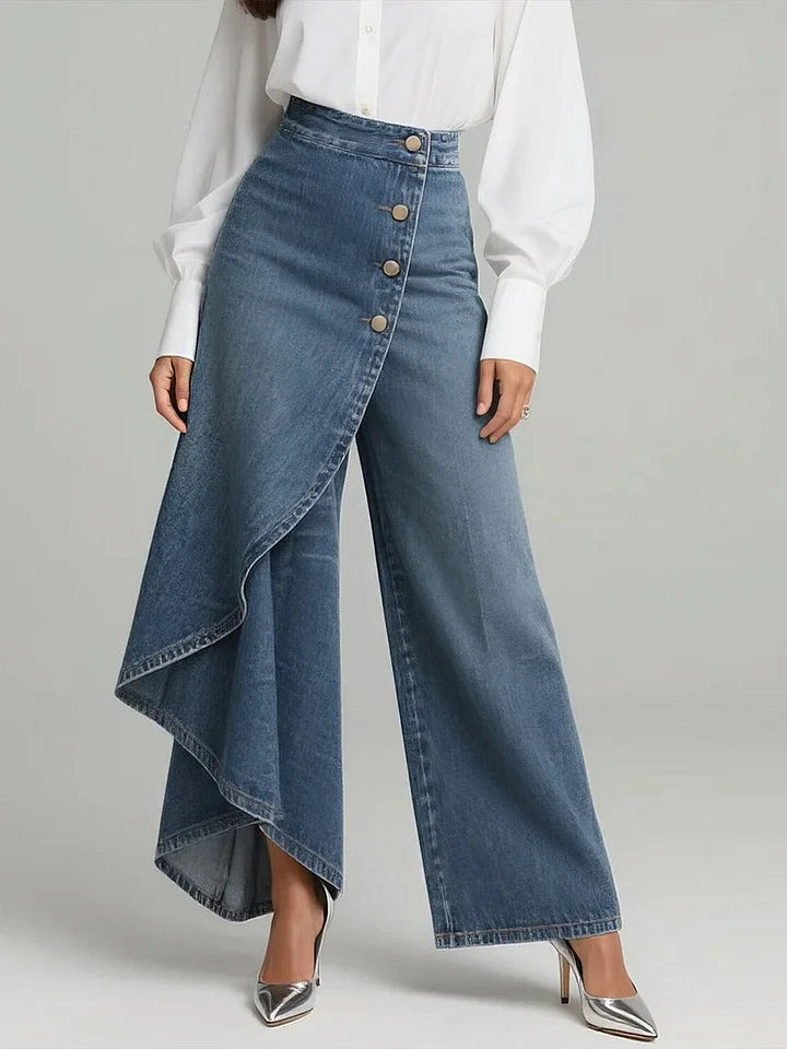 🔥✨【S-3XL】Damskie jeansy z wysokim stanem i szerokimi nogawkami, luźny krój, elegancki design.