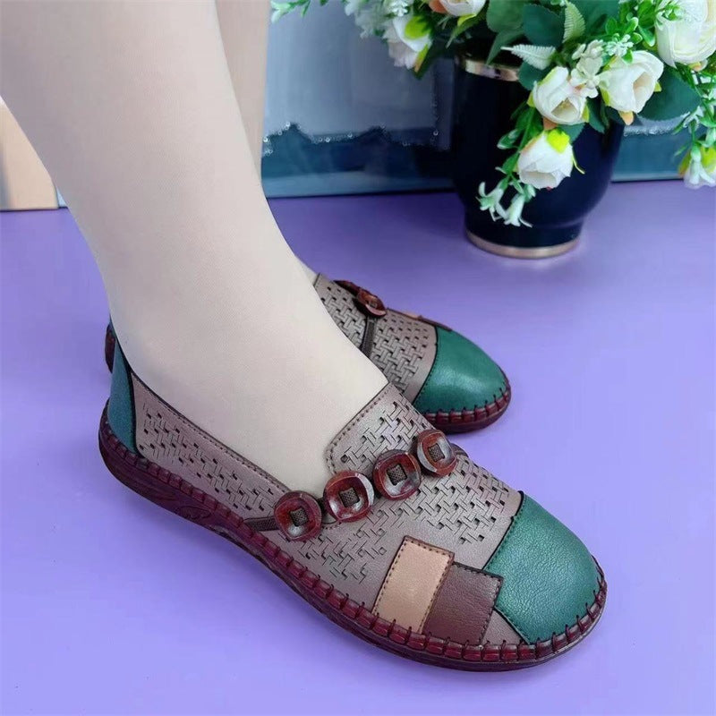 【35-41】2025 Nowe buty codzienne z miękkiej skóry Wygodne buty oddychające Bez sznurowadeł Buty płatne
