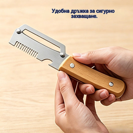 ✅Купете 1, вземете 1 безплатно (2 артикула) 🧅🔪 Многофункционална кухненска белачка 3 в 1: Бели, реже и отваря бутилки! 🔥