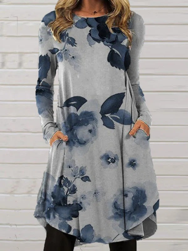 🍃🔥【S-5XL】2025 Wiosna Nowa Elegancka Swobodna Retro Etniczna Stylowa Drukowana Sukienka