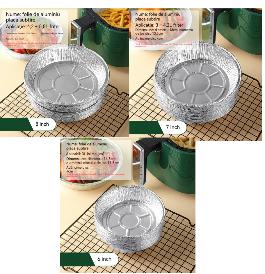 💥Oferta specjalna💥Jednorazowe tacki z folii aluminiowej do frytkownic powietrznych i piekarników, różne rozmiary, wielokrotnego użytku
