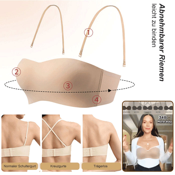 🌸【🔥 Kup 2, a 1 otrzymasz gratis】 Letni, niewidoczny, antypoślizgowy biustonosz bez ramiączek o cienkim przekroju seksowna bielizna push-up-4073020