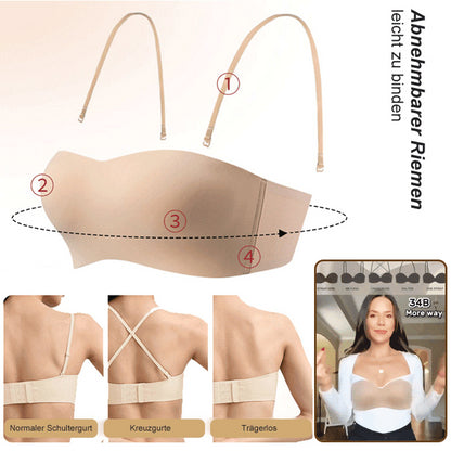 🌸【🔥 Kup 2, a 1 otrzymasz gratis】 Letni, niewidoczny, antypoślizgowy biustonosz bez ramiączek o cienkim przekroju seksowna bielizna push-up-4073020