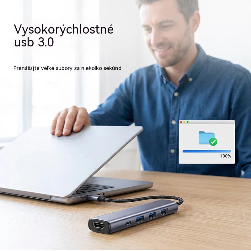 🔌✨ 5v1 prenosný USB-C hub s výstupom 4K HDMI 🎥💻