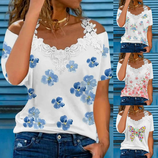 🔥✨【S-3XL】2025 nowa koszula damska z dekoltem w serek i koronką, swobodna i luźna, modna i uniwersalna