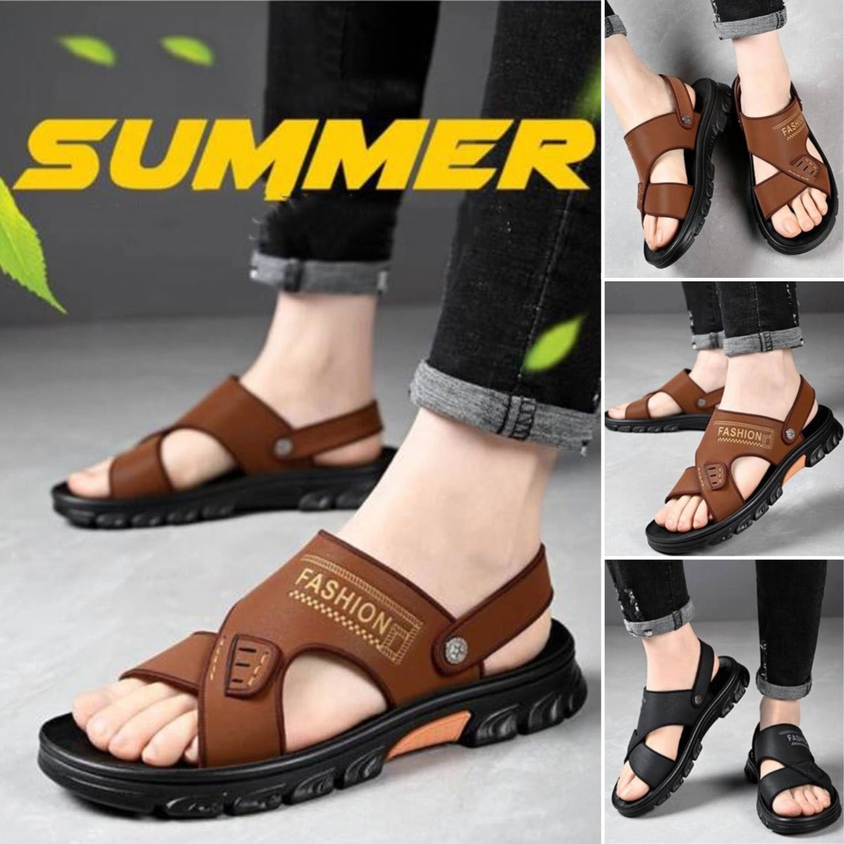 🔥😎【Tallas 38-44】Nuevas sandalias de playa de verano para hombre de cuero genuino con suela suave
