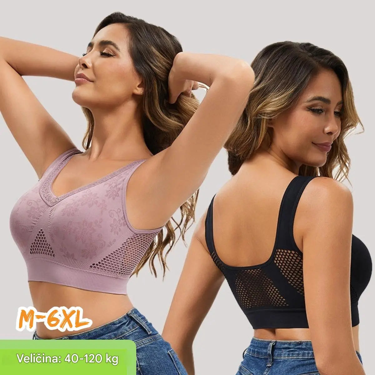 🔥👙【40-120 kg】【Pakiranje od 3】✨ Čipkasti grudnjak bez žica s visokom potporom za žene