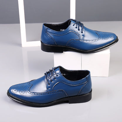 【38-47】Letnie męskie skórzane buty 🔥Wyrzeźbione biznesowe formalne męskie duże rozmiary Skórzane buty z dziurami w środku-3913653