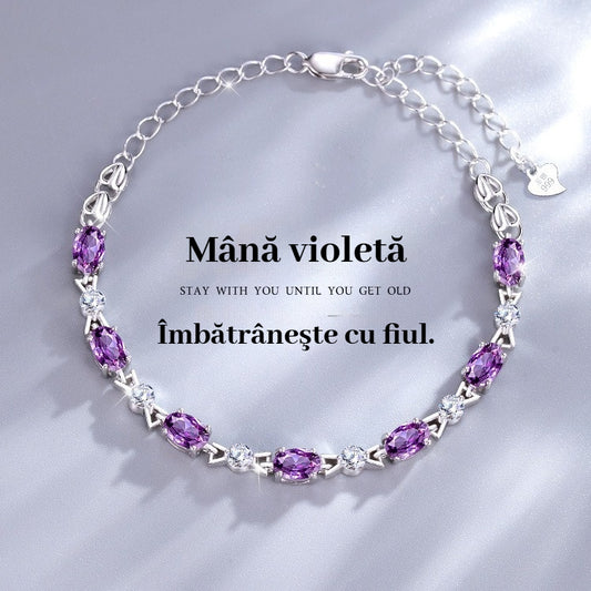 😀💜Bransoletka z fioletowego ametystu ze srebra 925