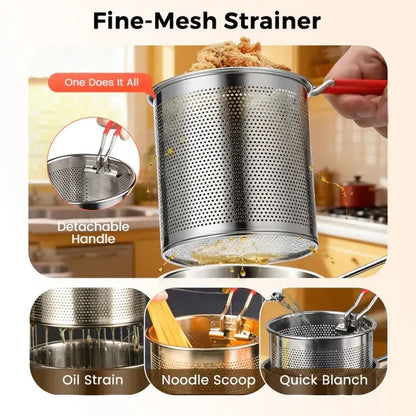 【Dvojdielna sada: hrniec + sitko】24 €🔥 Ušetrite až 50 %! 🎁 Multifunkčná fritéza z nehrdzavejúcej ocele 304