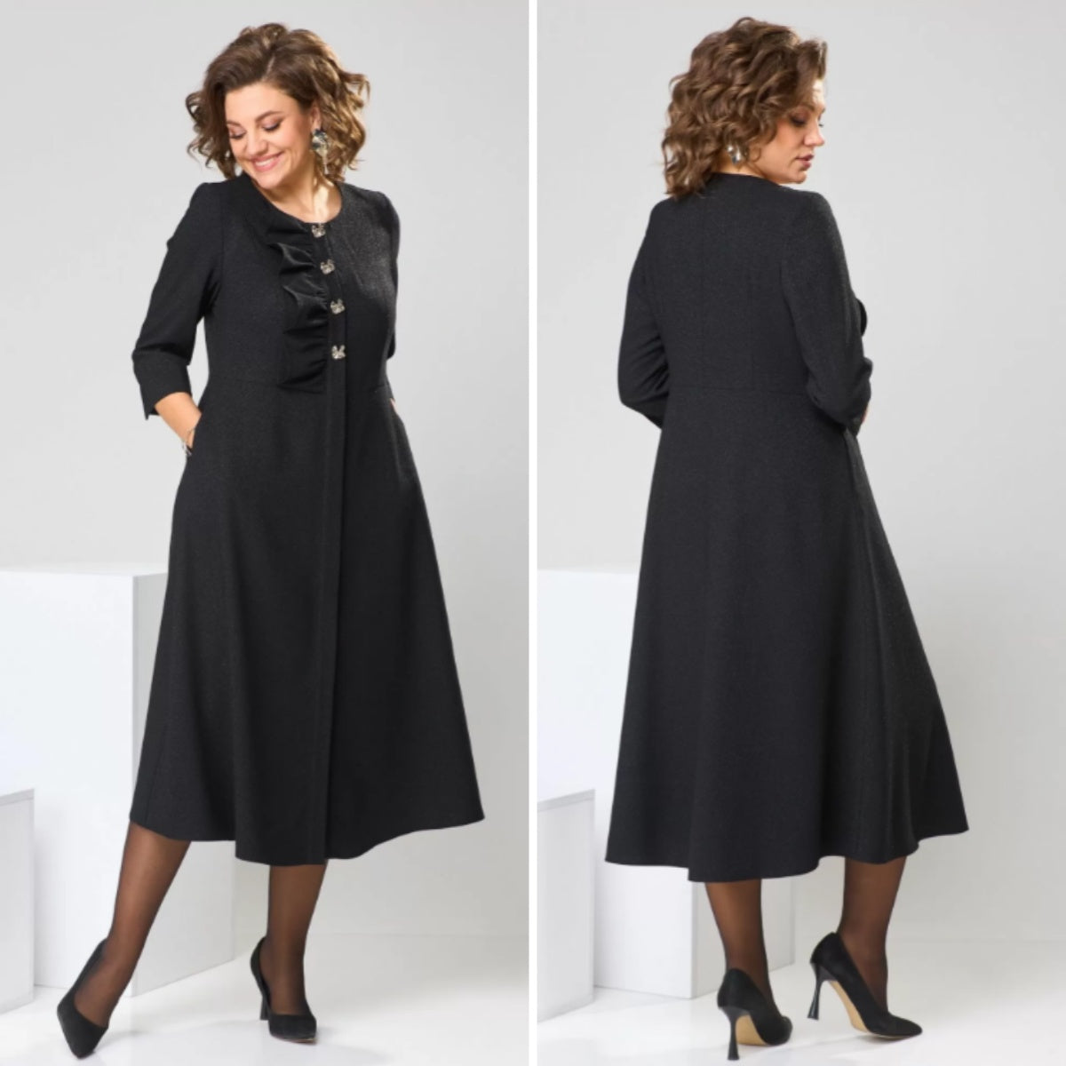 🍁【S-5XL】💞2024 wysokiej jakości modna i elegancka nowa długa sukienka na jesień i zimę-3842119