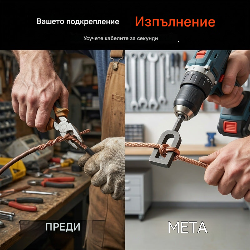 🔥🚀【5 броя 23 евро】 Нов модел усуквач за бормашина 9/11 – връзва тел за секунди, ръцете ви почиват