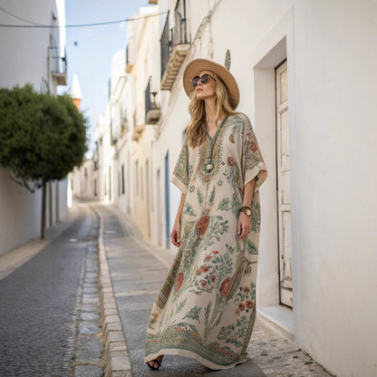 🥻【S-5XL】Această rochie este superbă și perfectă pentru o escapadă de vară. Lungă și lejeră, este elegantă și perfectă pentru o plimbare pe plajă sau o ieșire în oraș.