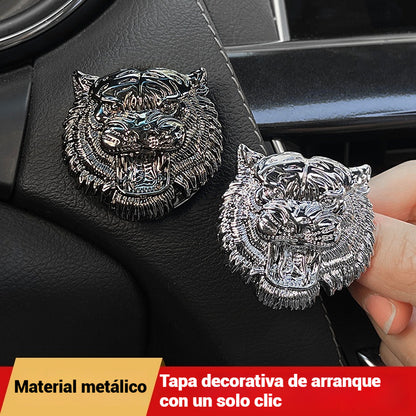 🚗【Compra 1 y llévate 1 gratis】🚗Cubierta de arranque con un botón con decoración de lobo de metal, accesorios para el interior del automóvil.Haz que el coche luzca sofisticado y de alta gama.
