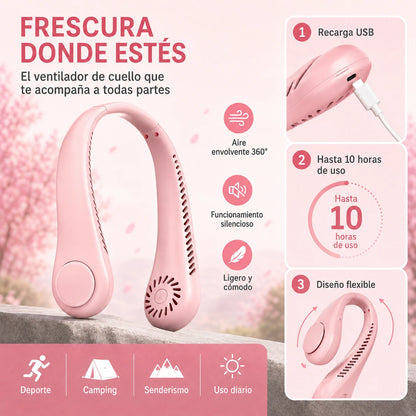 💨 Ventilador de cuello con aire frío – Ultrasilencioso, portátil y con rotación de 360° – Ideal para el verano 🌞
