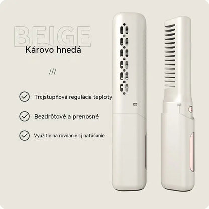 💇‍♀️ Bezdrôtová kefa na vyrovnávanie vlasov: 3 nastavenia teploty, rýchle nahriatie za 30 sekúnd a funkcia automatického vypnutia