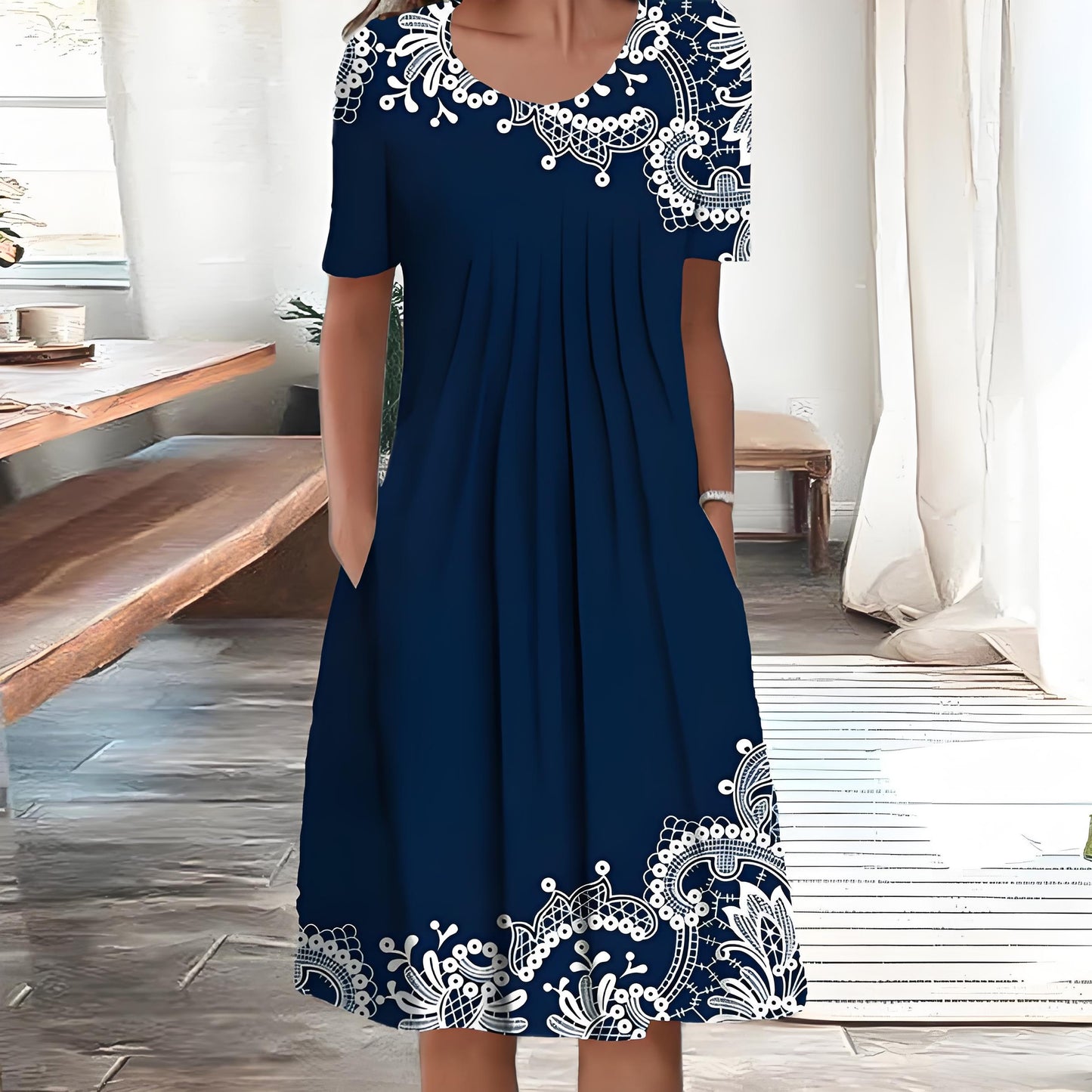 🔥Promocje letnie💗【S-5XL】2025 Nowa elegancka sukienka midi z nadrukiem ogrodowym