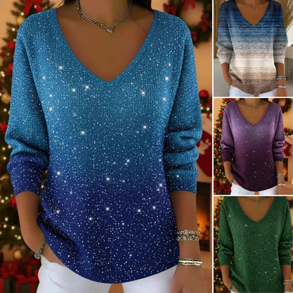 💥Božična uspešnica 50%👚【S-5XL】Nova ženska majica z dolgimi rokavi in V-izrezom, jesen/zima 2025
