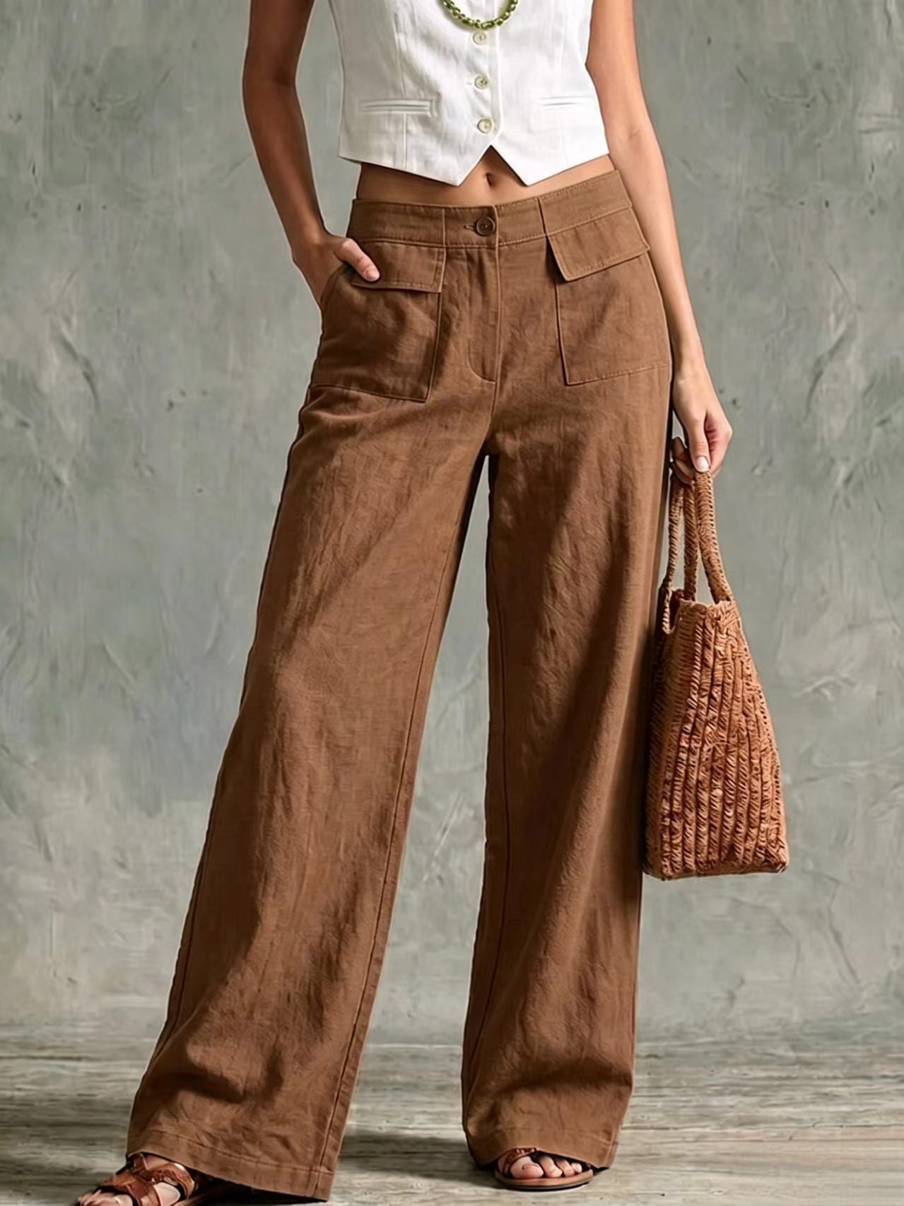 【S-3XL】Damskie spodnie codzienne z szerokimi nogawkami (bawełna i len) 👖✨