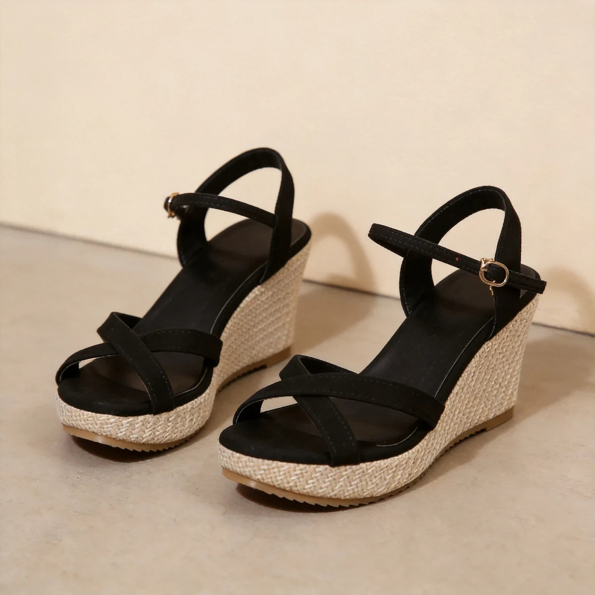 🔥【Oferta por tiempo limitado: 50% de descuento durante 3 días】Novedad 2026: Sandalias de cuña con tiras cruzadas de estilo retro