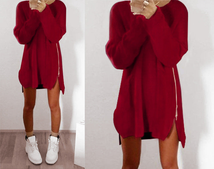 🌿🌸【S-5XL】2025 Wiosna Nowy Moda Elegancki damski długi boczny zamek błyskawiczny sweter, intelektualny i elegancki