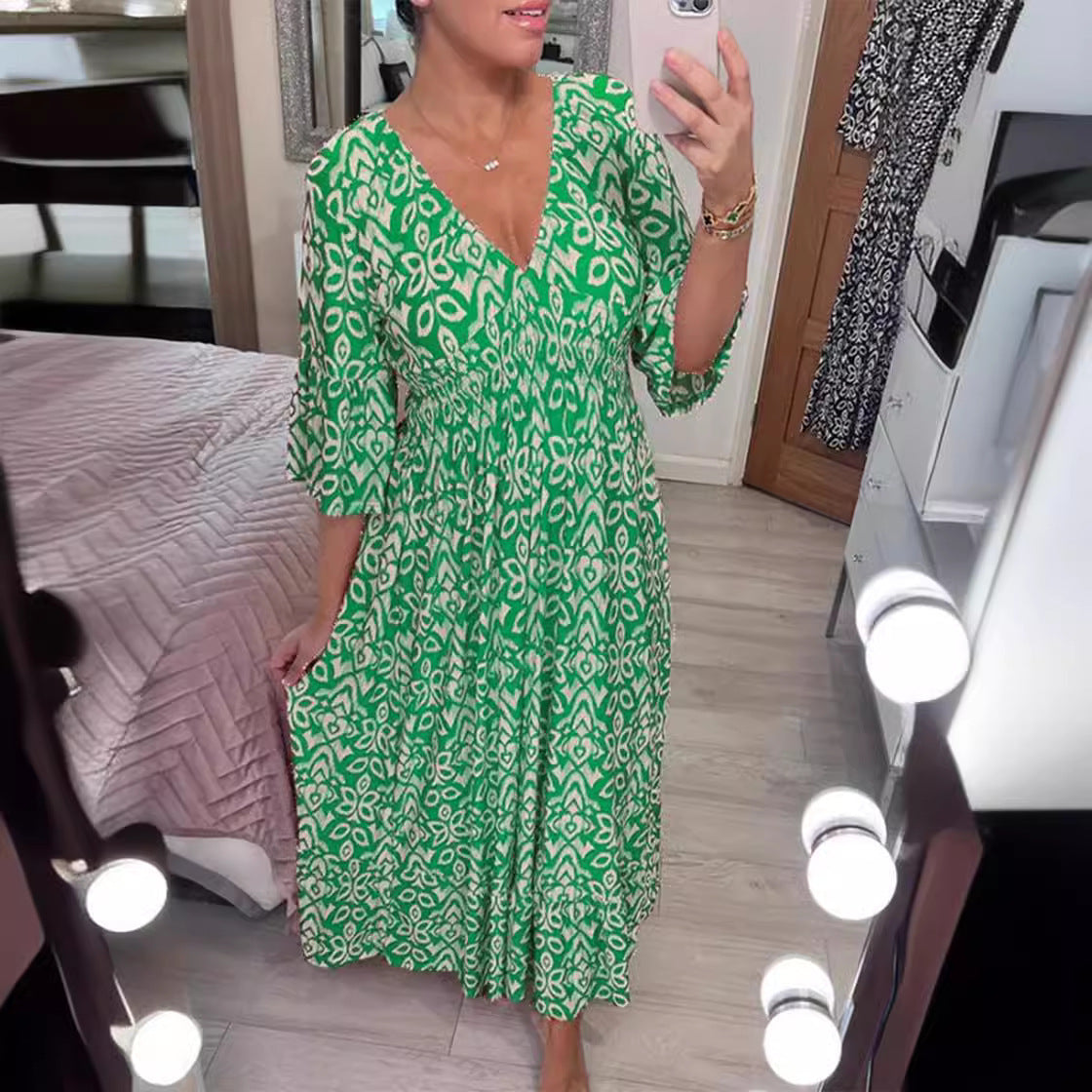 ✨💃【S-5XL】Sukienka w stylu boho z dekoltem w serek, modna na lato