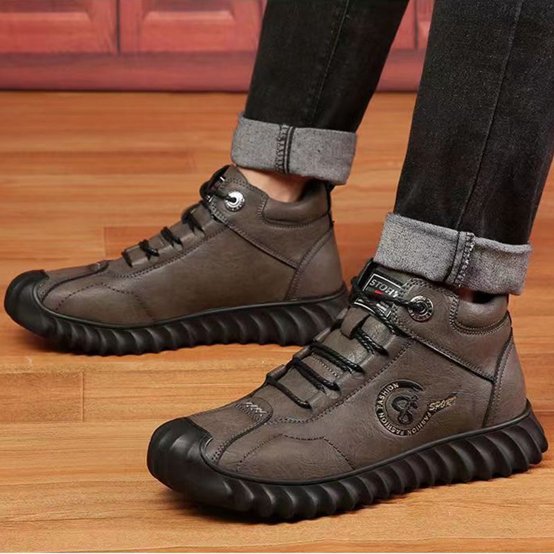 45% zniżki - Nowe ciepłe zimowe buty męskie z bawełny, grube, wysokie buty codzienne