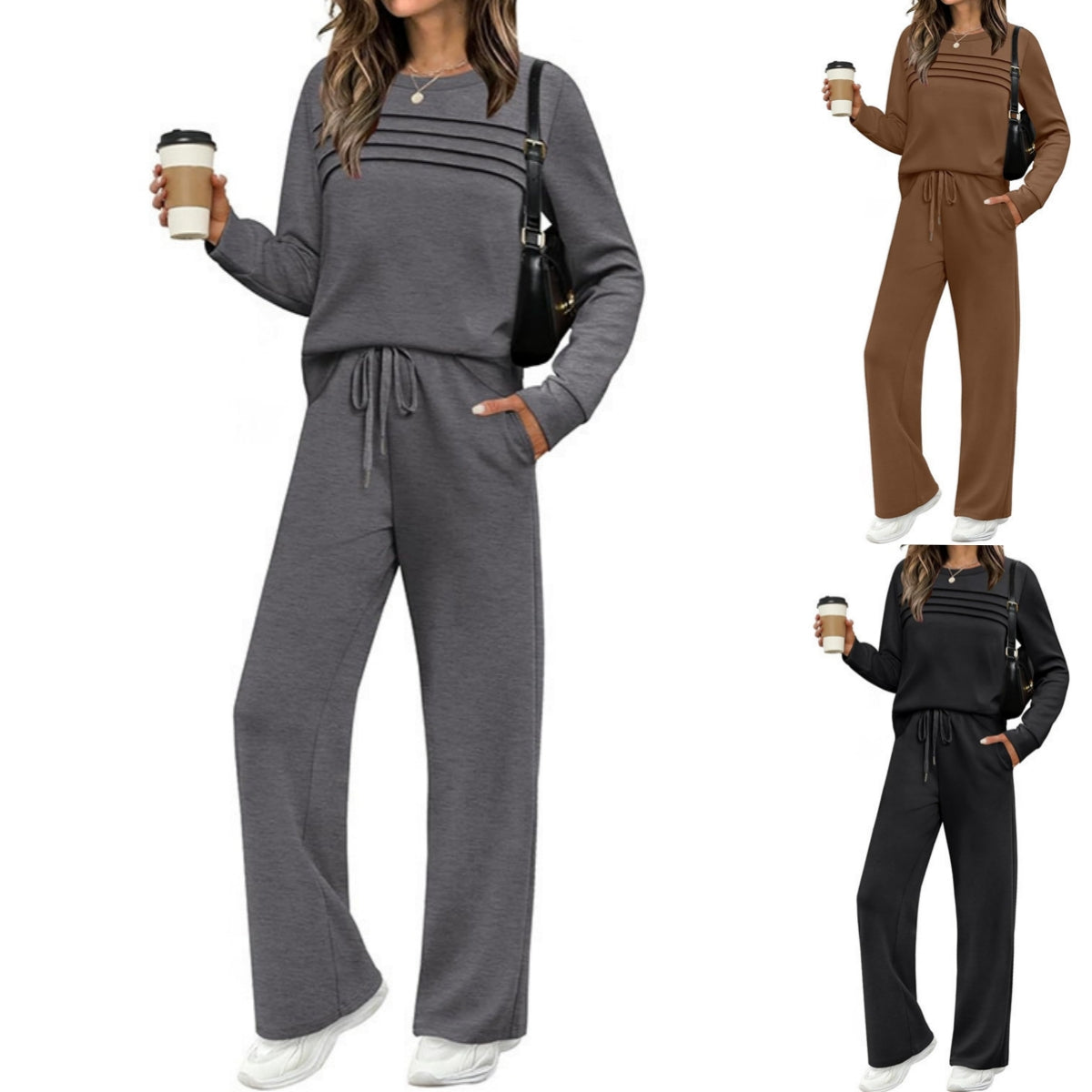 ✨🎉【50% zniżki🔥】【40-100 kg】Zestaw odzieży sportowej dla kobiet: bluza z kapturem + spodnie