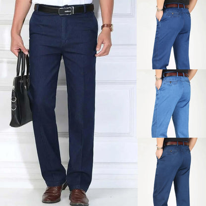 👖👖【Oferta por tiempo limitado al 50%】Jeans elásticos de alta calidad para hombre, diseño entallado, corte recto holgado, transpirables y cómodos.