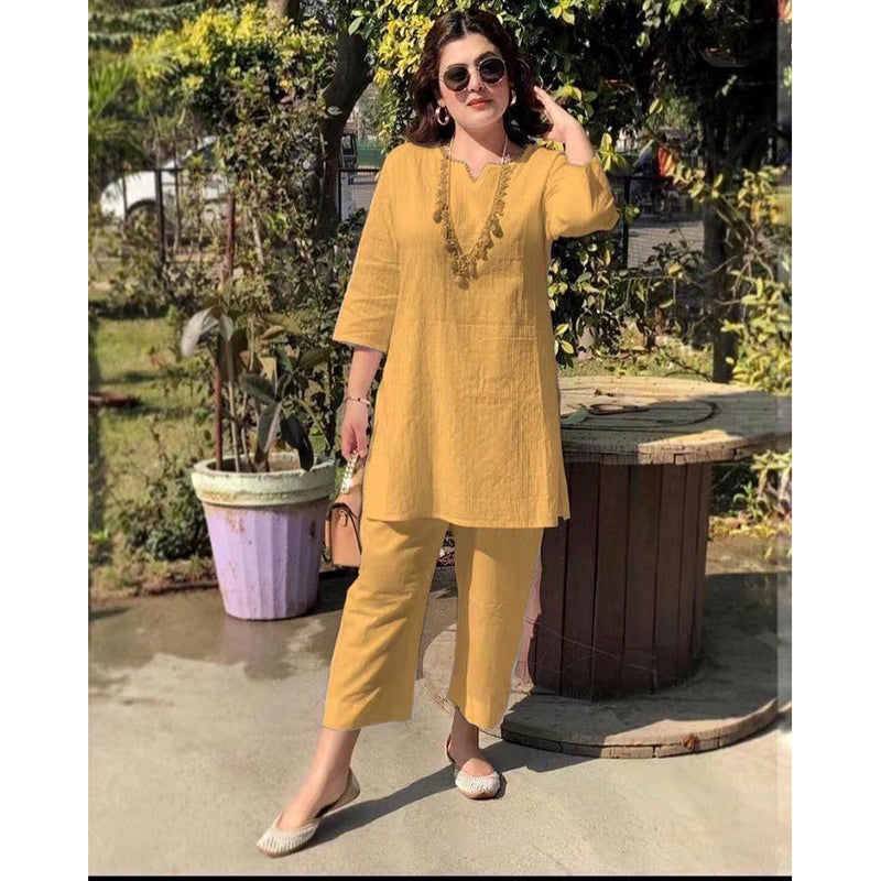 ✨Ženski novi proljetno/ljetni jednobojni elegantni dvodijelni set dugih rukava u etničkom stilu za 2026. [40-100 kg]