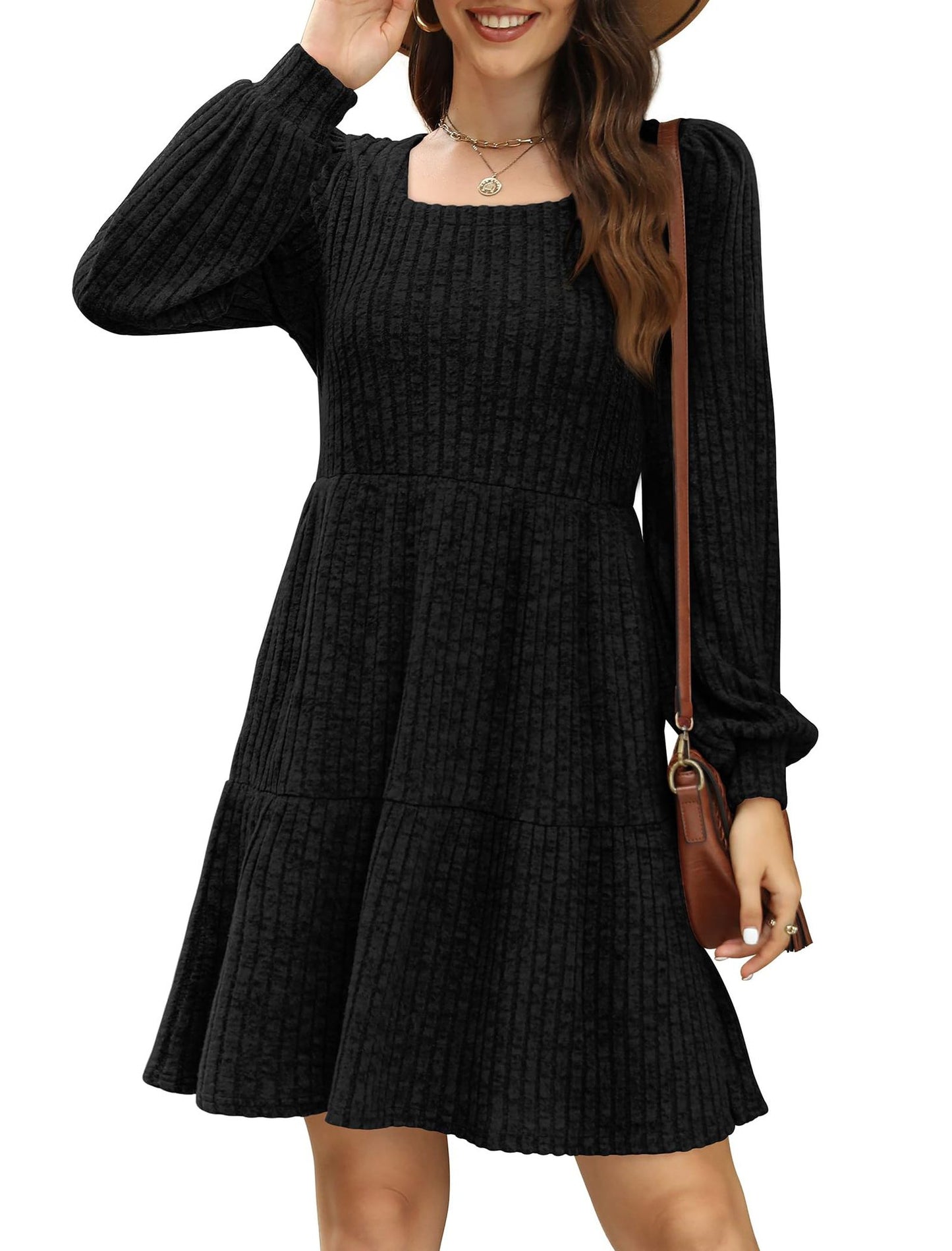 🔥🔥【S-2XL】2024 nowa zimowa modna damska dzianinowa sukienka wewnętrzna, delikatna i elegancka-3801532