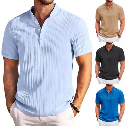 🏆50% de descuento🔥 Camisa Henley de hombre, estilo retro y relajado, confeccionada en una mezcla de algodón y lino. ✅️Pago contra entrega.