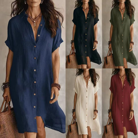 ✨💕【S-2XL】Vestido camisero elegante y moderno para mujer, nuevo verano 2026