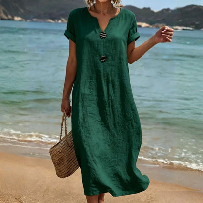 ✨【S-3XL】Vestido elegante de lino y algodón – Comodidad y frescura