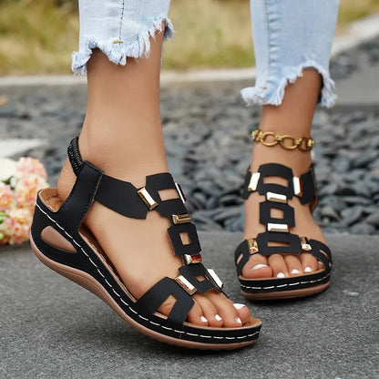 【36-43】👡 Rimske sandale s platformom i metalnim kopčama – elastične trake, ultra mekani potplat i udobnost od 5,5 cm! ☀️✨