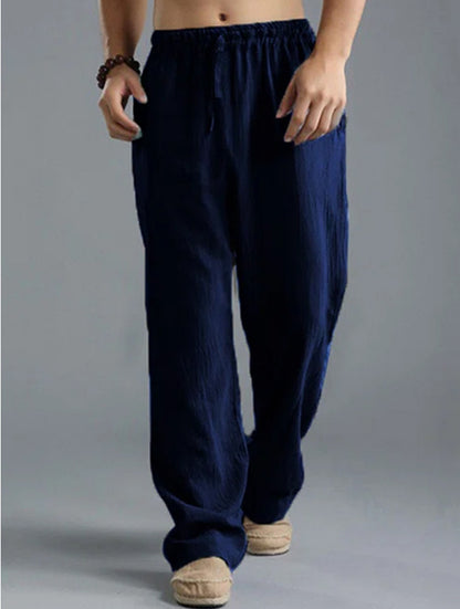 🌿 50% de descuento🔥 Pantalones casuales de lino para hombre en tallas grandes, holgados y transpirables ✅️Pago contra entrega