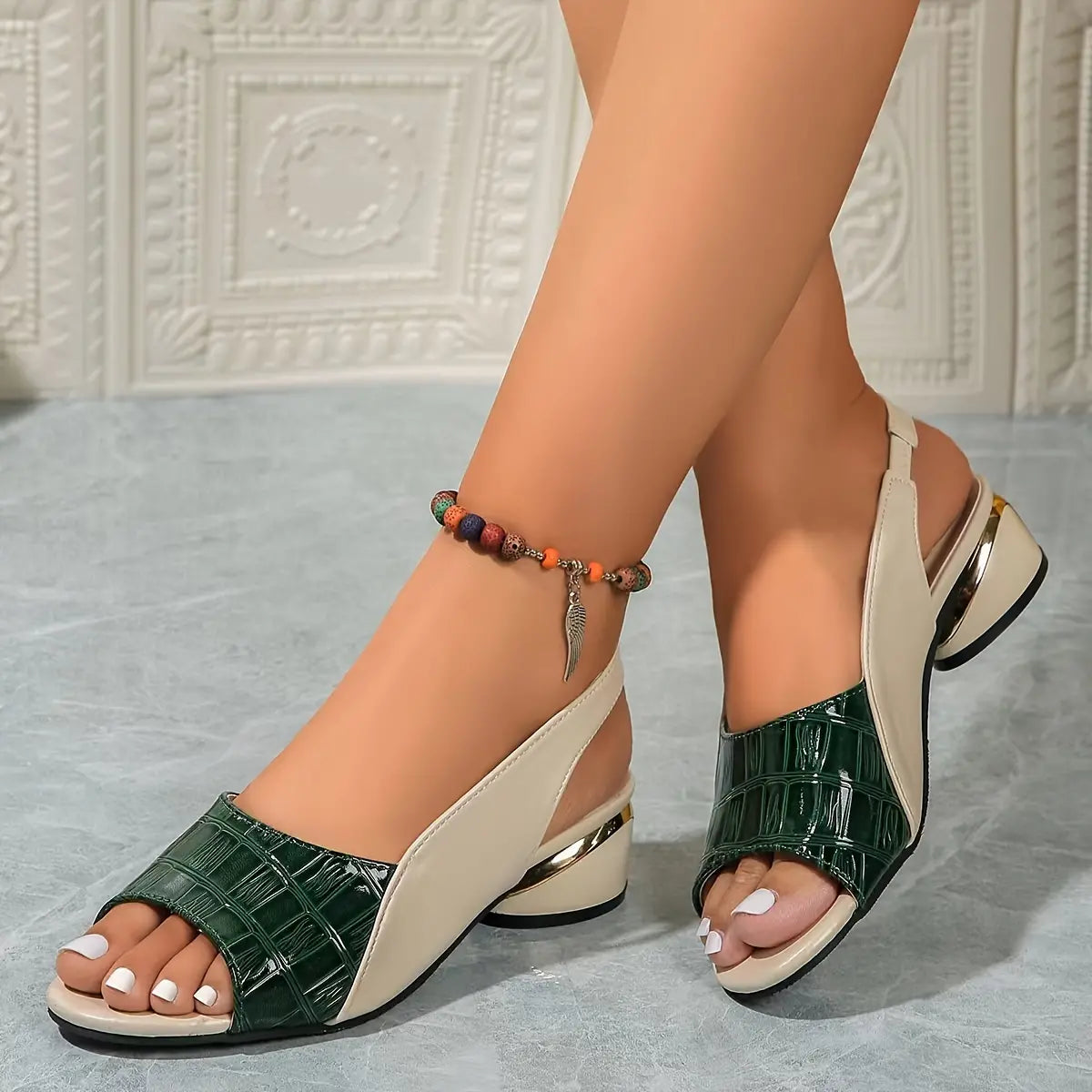 【35-43】Nove elegantne ženske sandale od krokodilske kože s debelom petom za ljeto